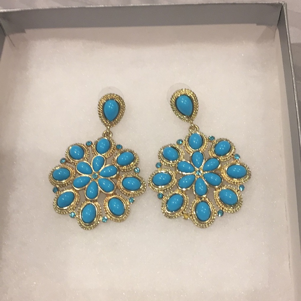 Turquoise post earrings all stones attached